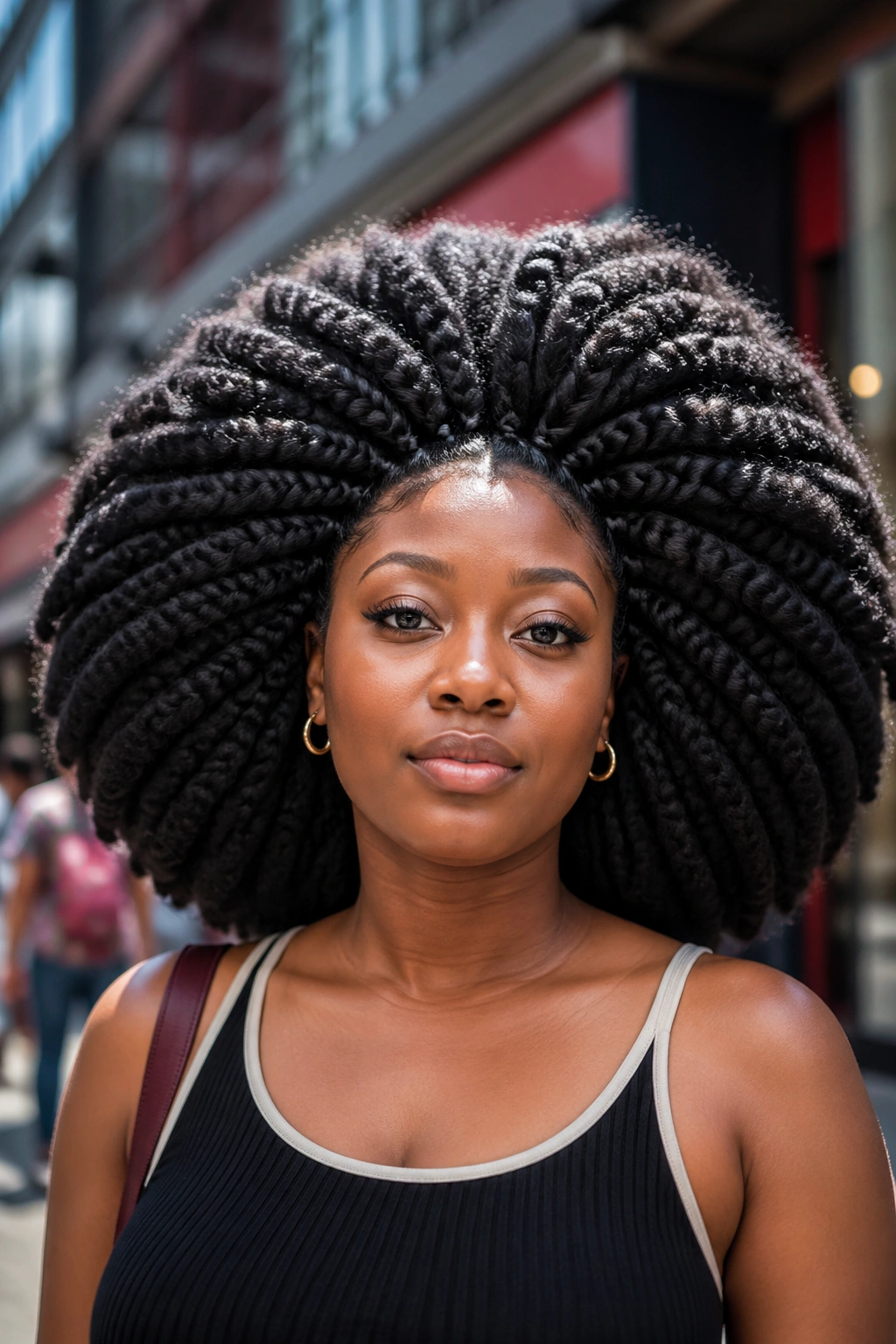 Full Jumbo Afro Pondo close-up with voluminous afro on real person