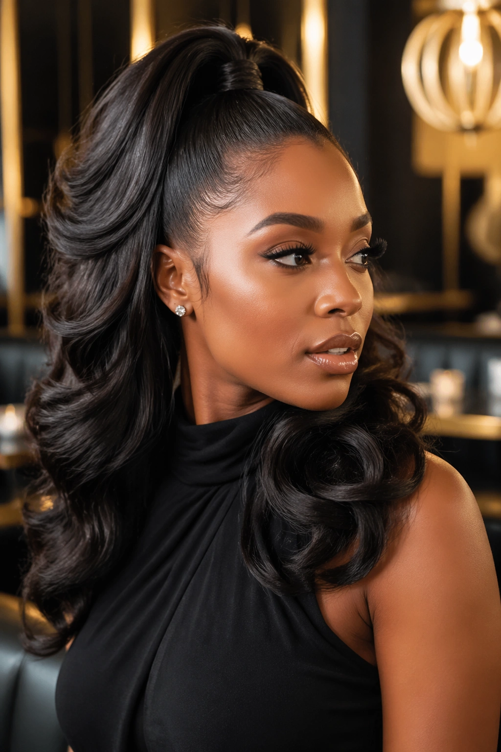 Glam half pony with big bouncy ends on a real person