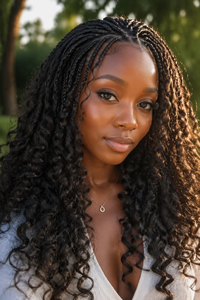 20 Mini Braids With Curls on Natural Hair