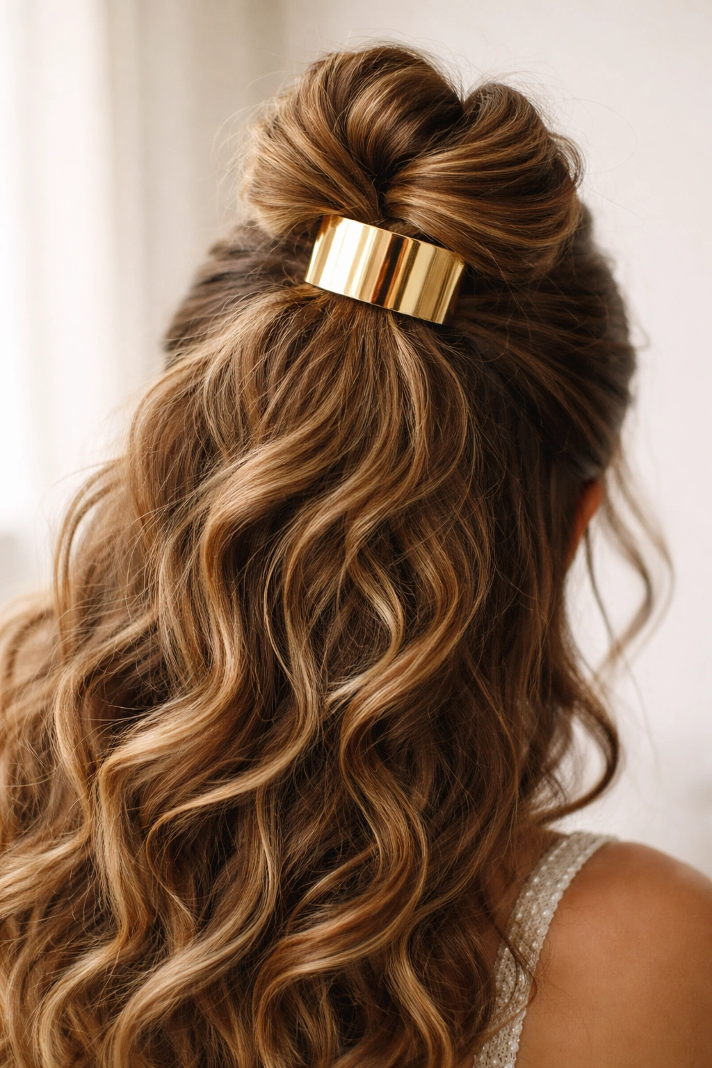 Bun wrapped with a gold cuff accessory