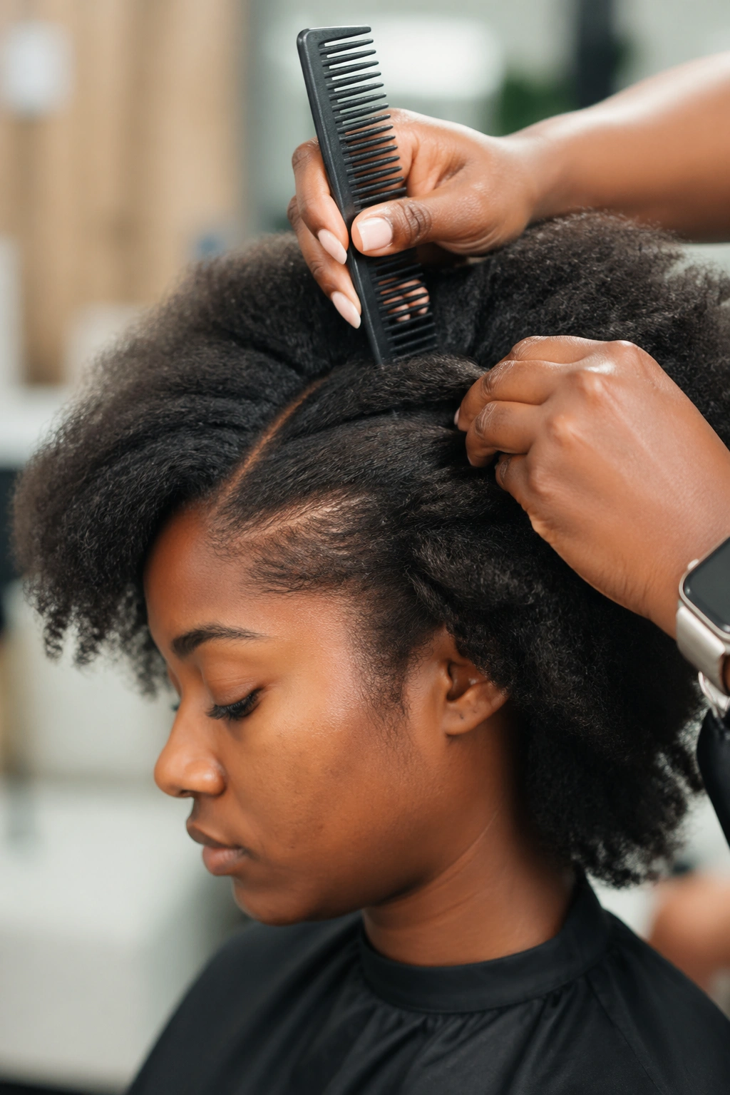 Hair prep for color cornrows with detangling and washing.