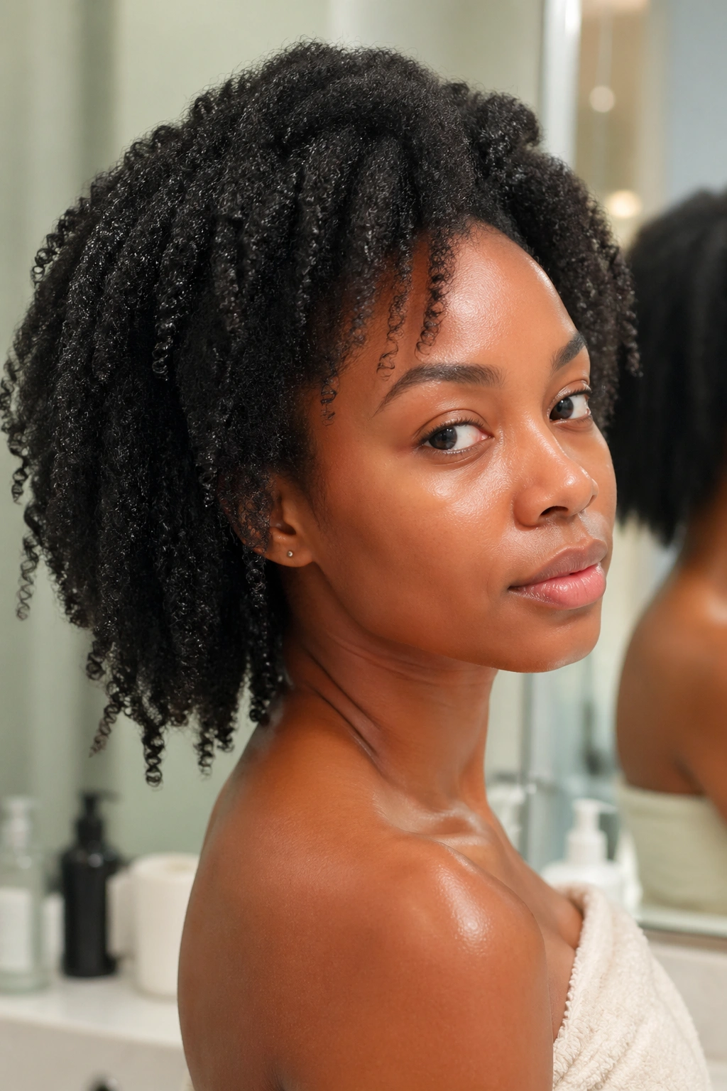 Real person with moisturized hair prepared for passion twists