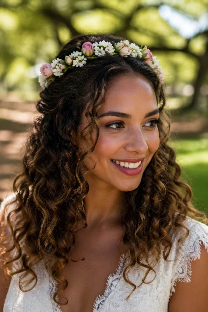 12 Flower Crown Styles for Curly Hair