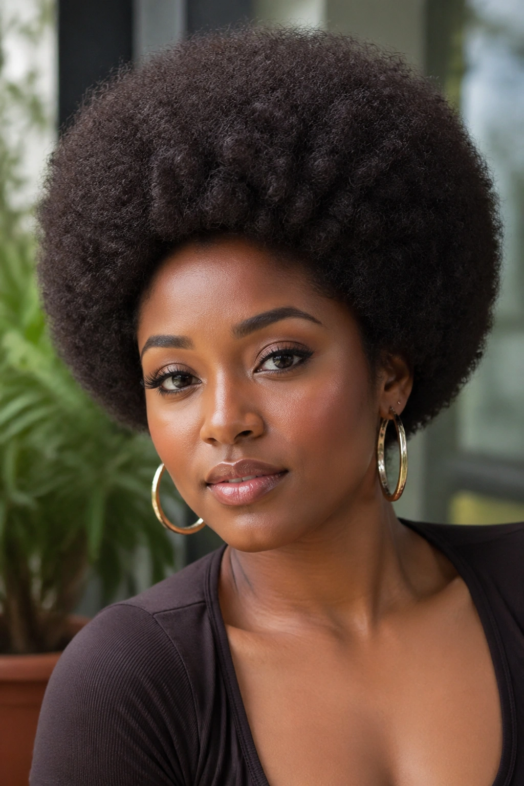Portrait of halo Afro crochet hairstyle