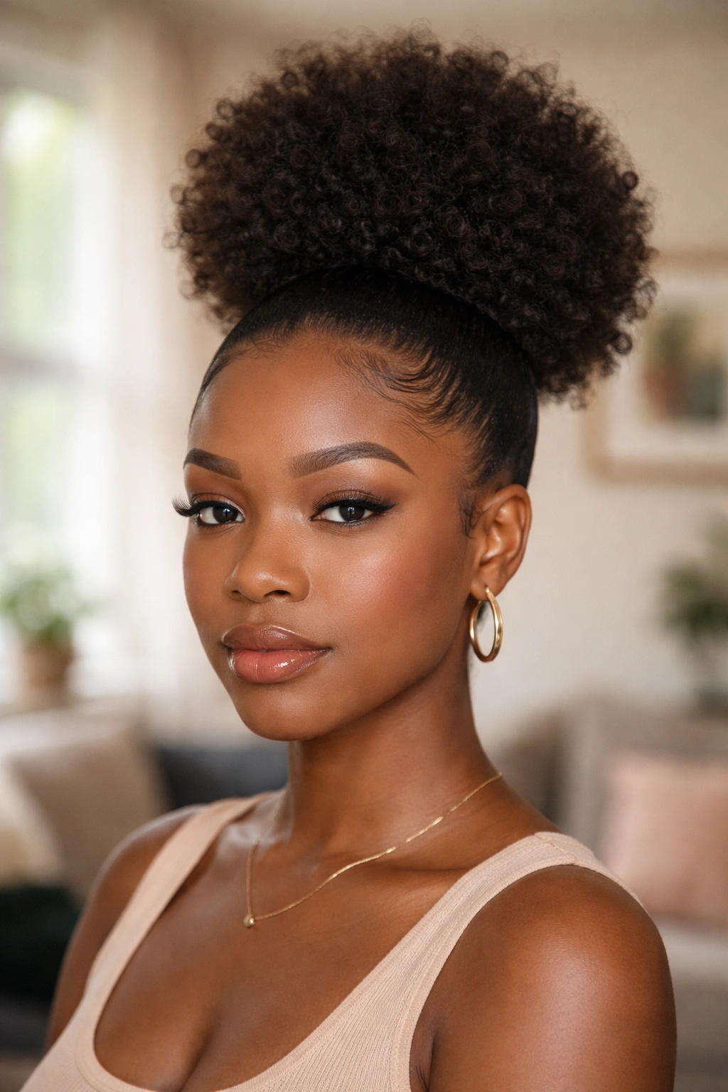 Real person with a classic high puff on top