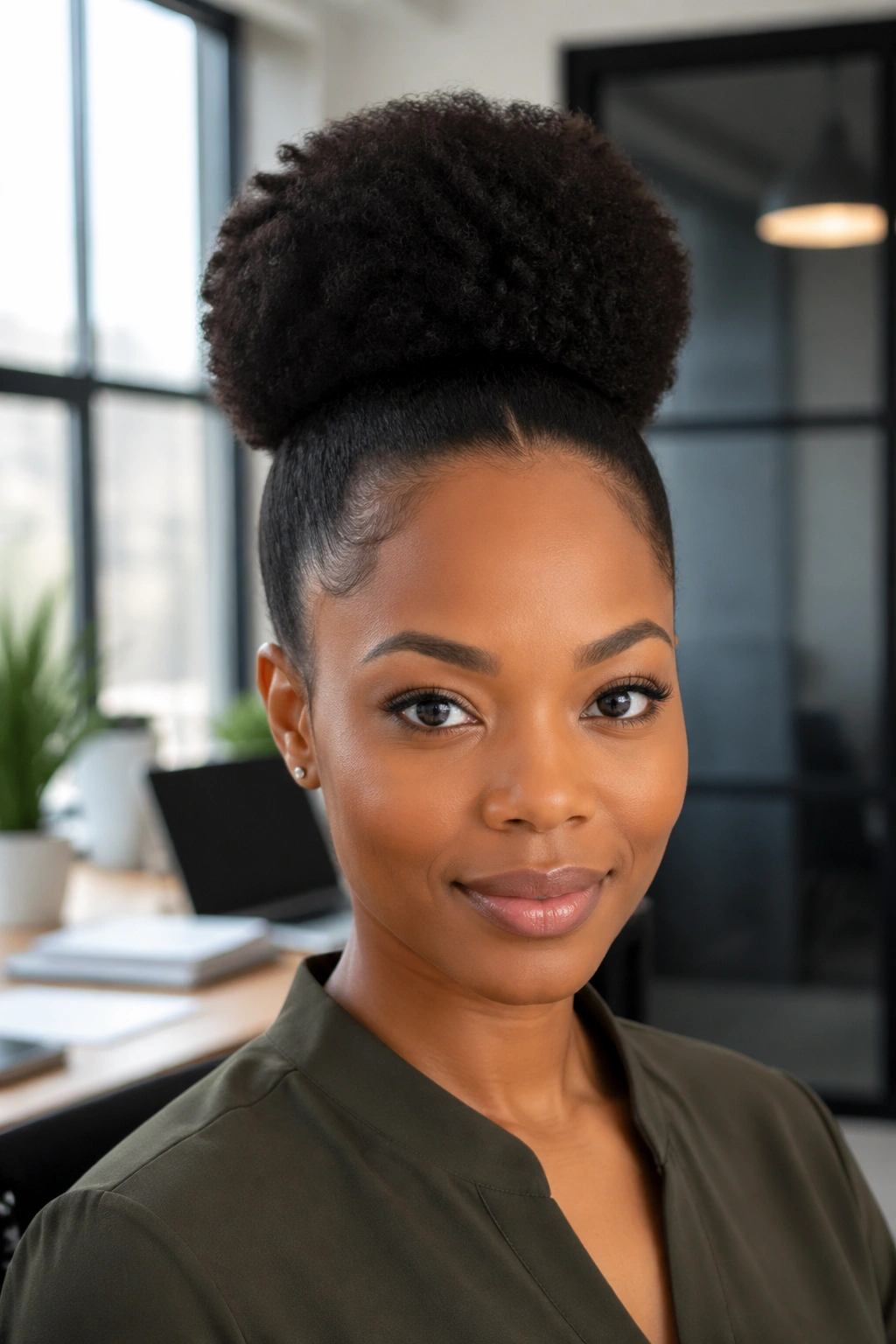 Head-and-shoulders portrait of a person with a classic high puff