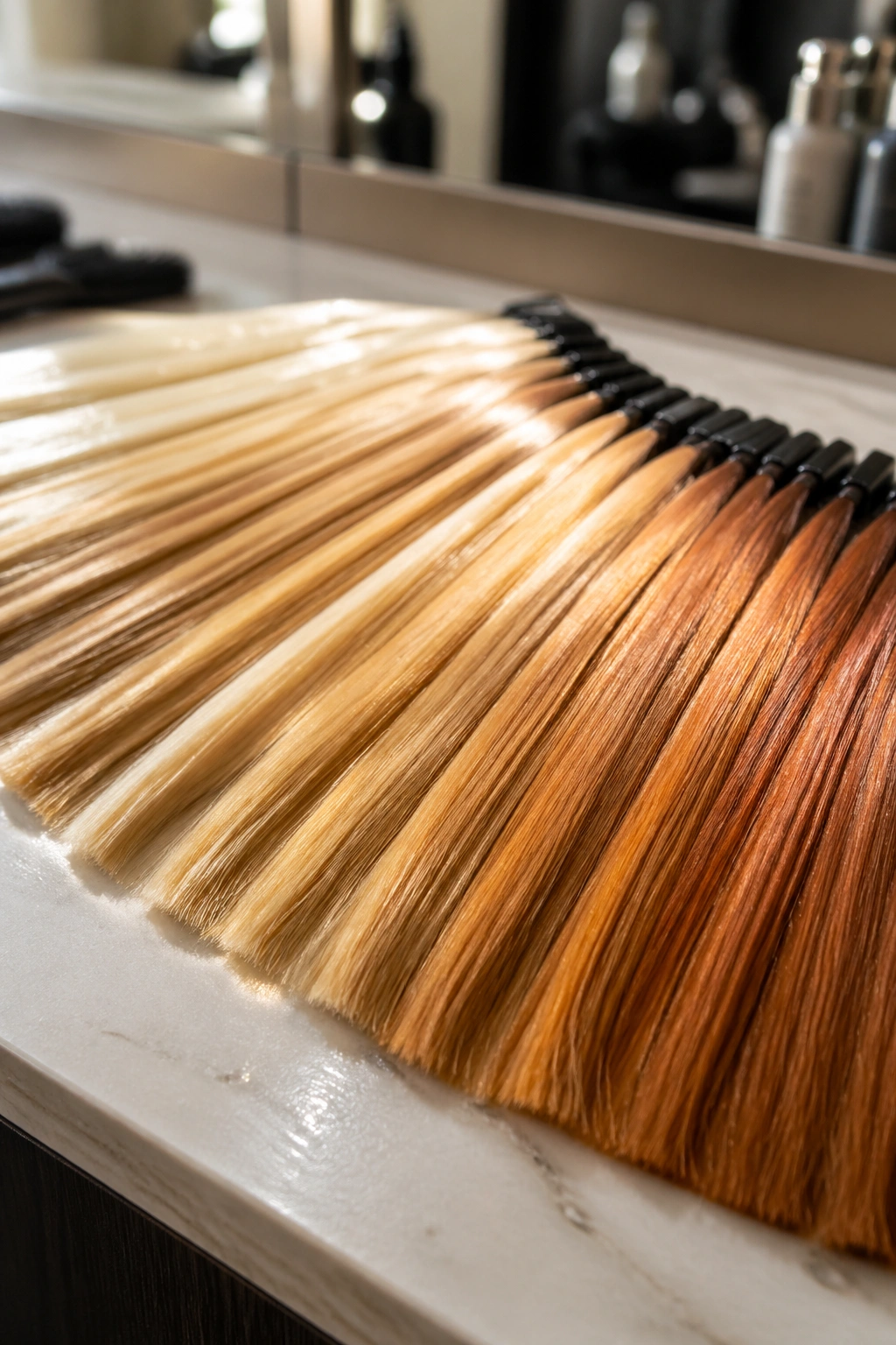 Color gradient swatches from light honey to deep golden amber