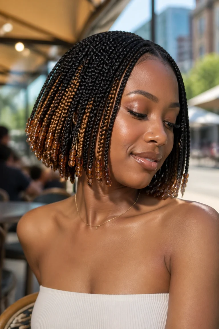 18 Short Peekaboo Box Braids With Beads