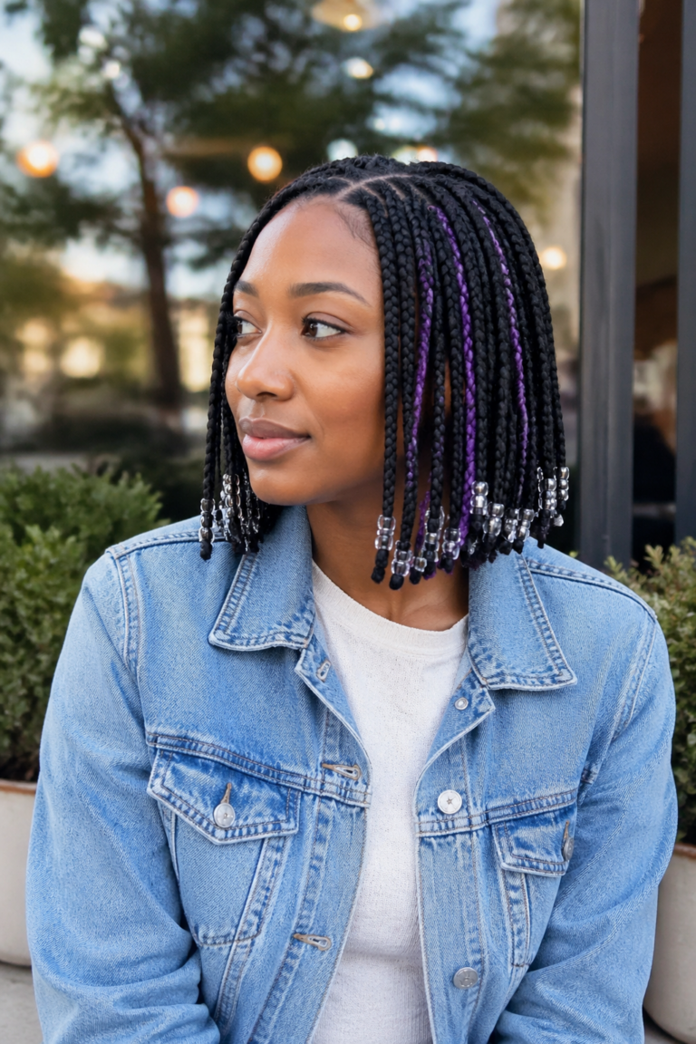 18 Short Peekaboo Box Braids With Beads