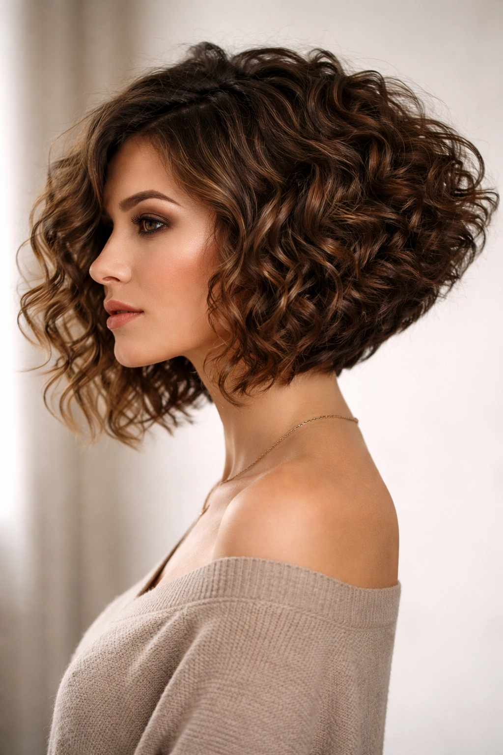 Inverted bob with back stack and longer front pieces grazing collarbone