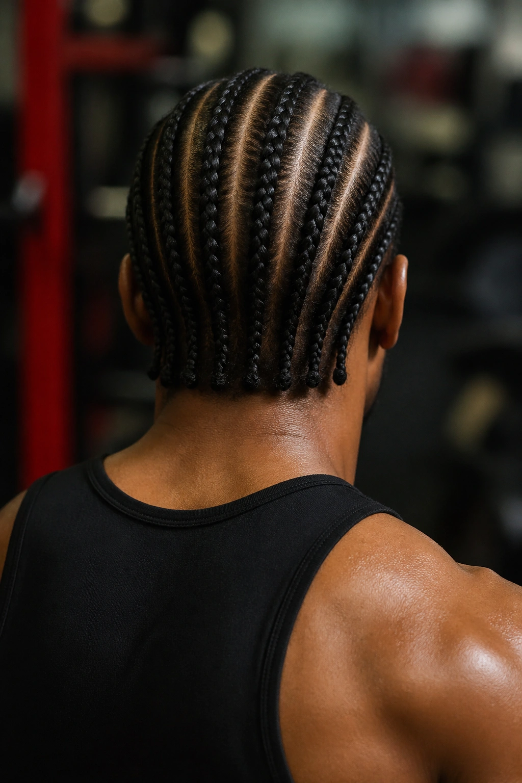 Back-of-head portrait showing Iverson-style all-back cornrows