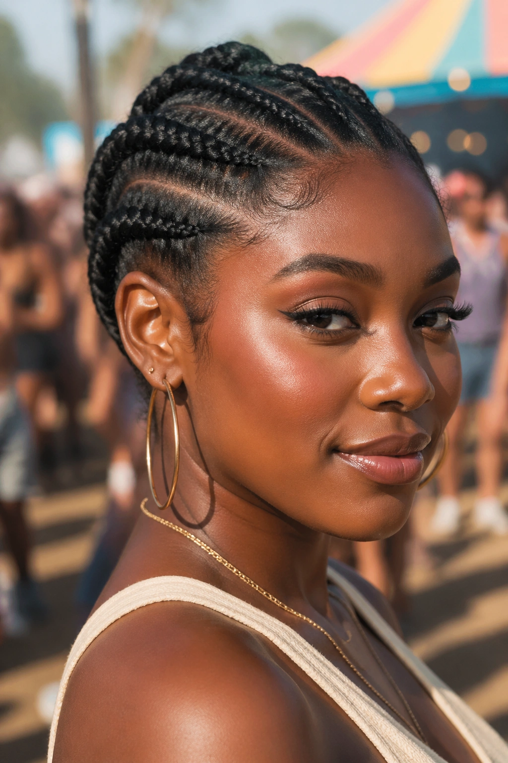Close-up of jumbo flat twists on a real person.