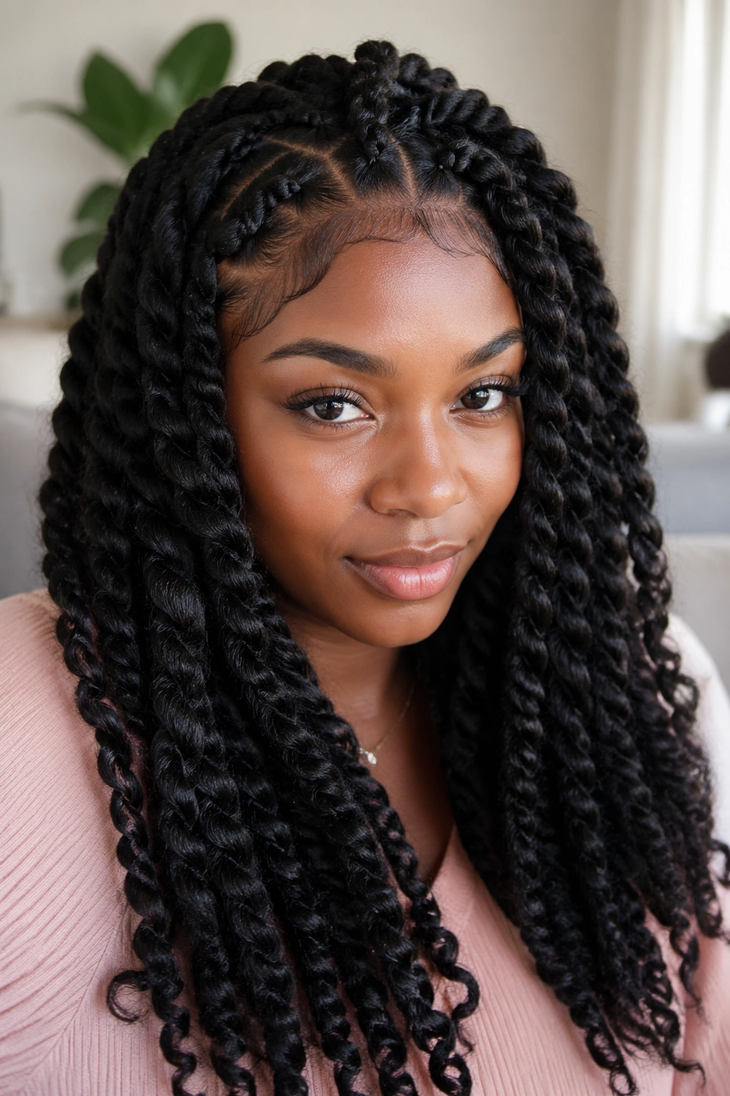 Portrait of a person with jumbo perm twists