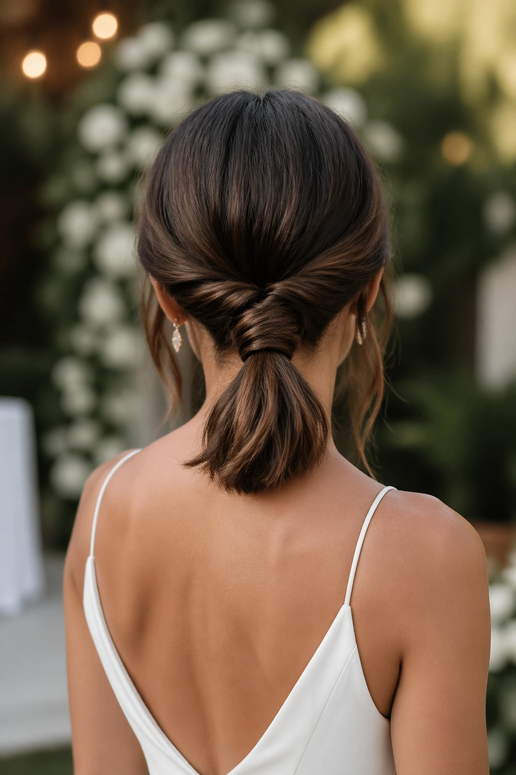 Back view of knotted ponytail at the back