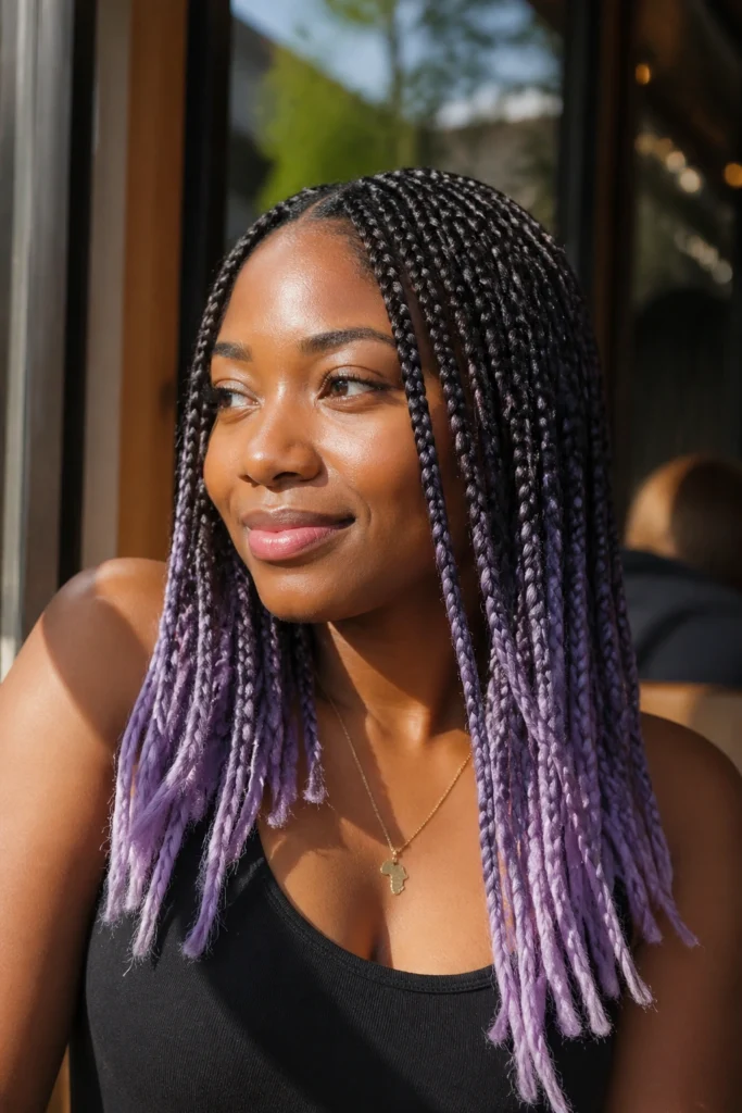 17 Ombré and Purple Box Braids
