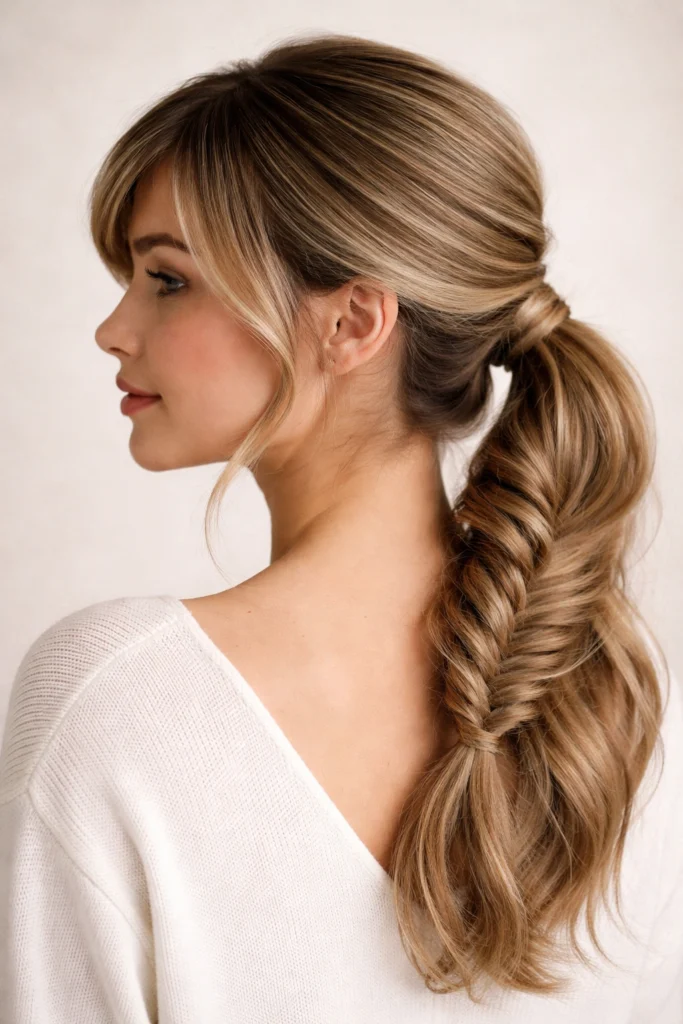 23 Fishtail Ponytails With Bangs