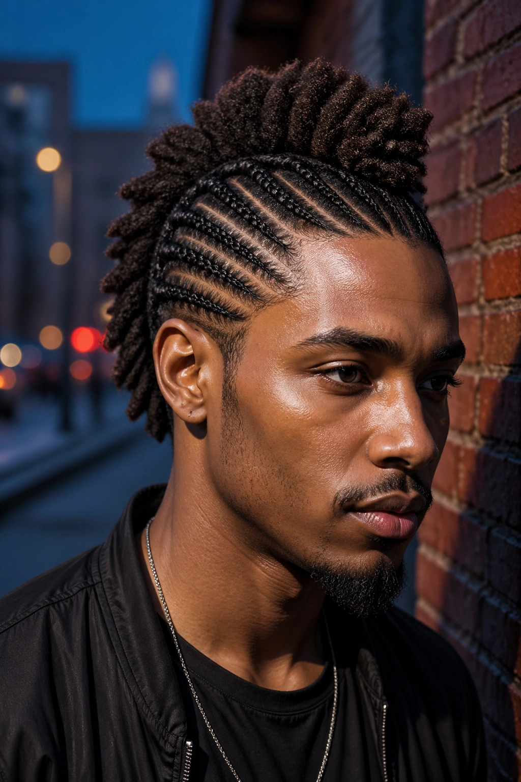 Real person with Marley cornrows mohawk top