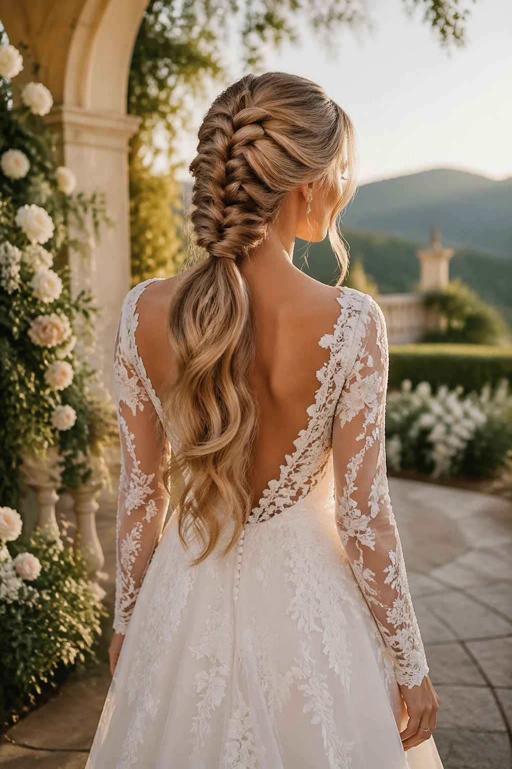 Hero outdoor mermaid braid ponytail with soft ends