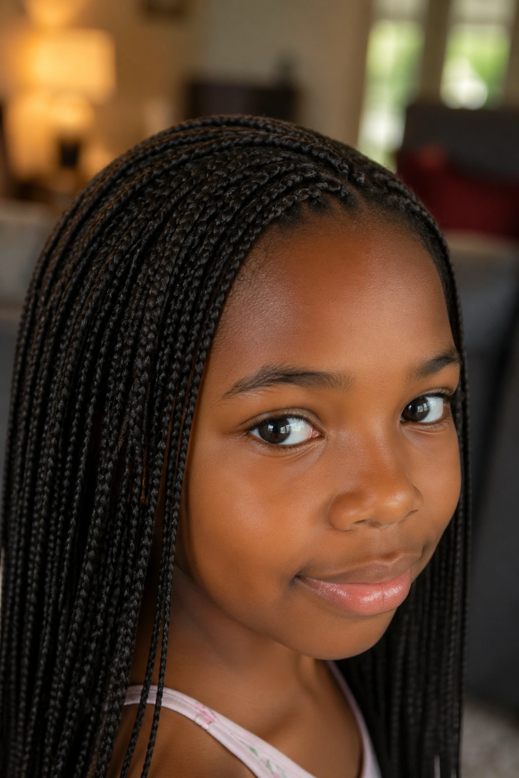 Close-up of micro box braids on a child