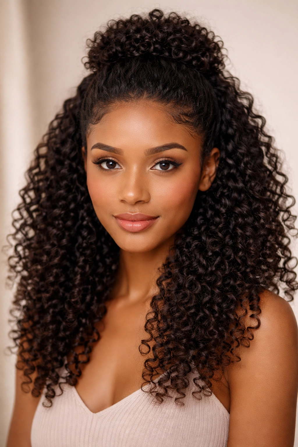 Mini puff crown hairstyle on natural curls