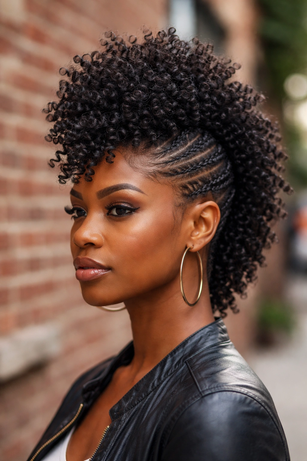 Portrait of a person with a tight curl mohawk