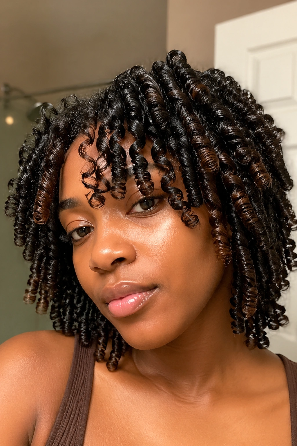 Real person with moisturized straw curls