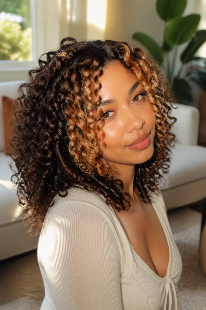 20 Money Piece Hair on Natural Curls