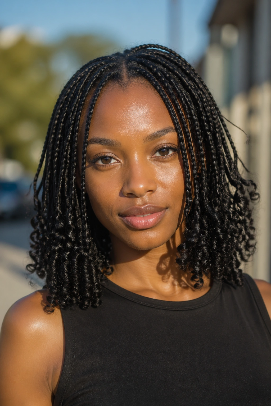 Real person with braids ending to reveal natural coils