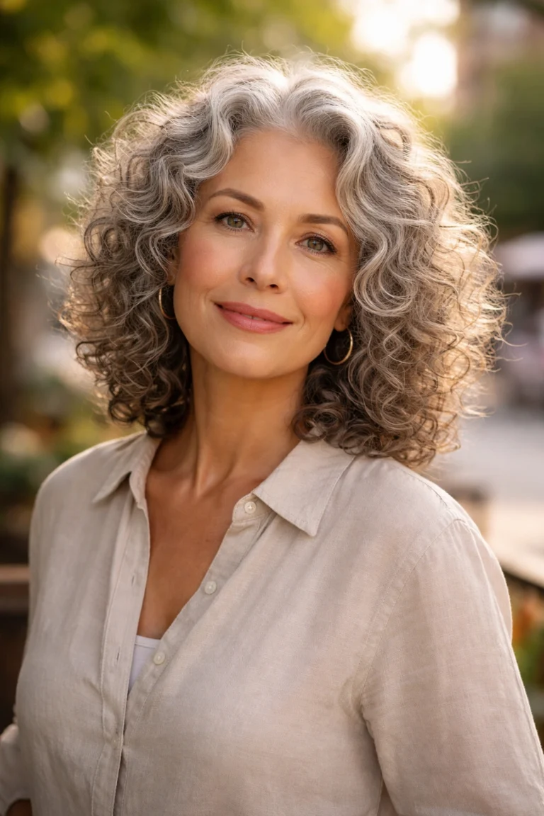 23 Grey Curly Hairstyles for Women Over 50