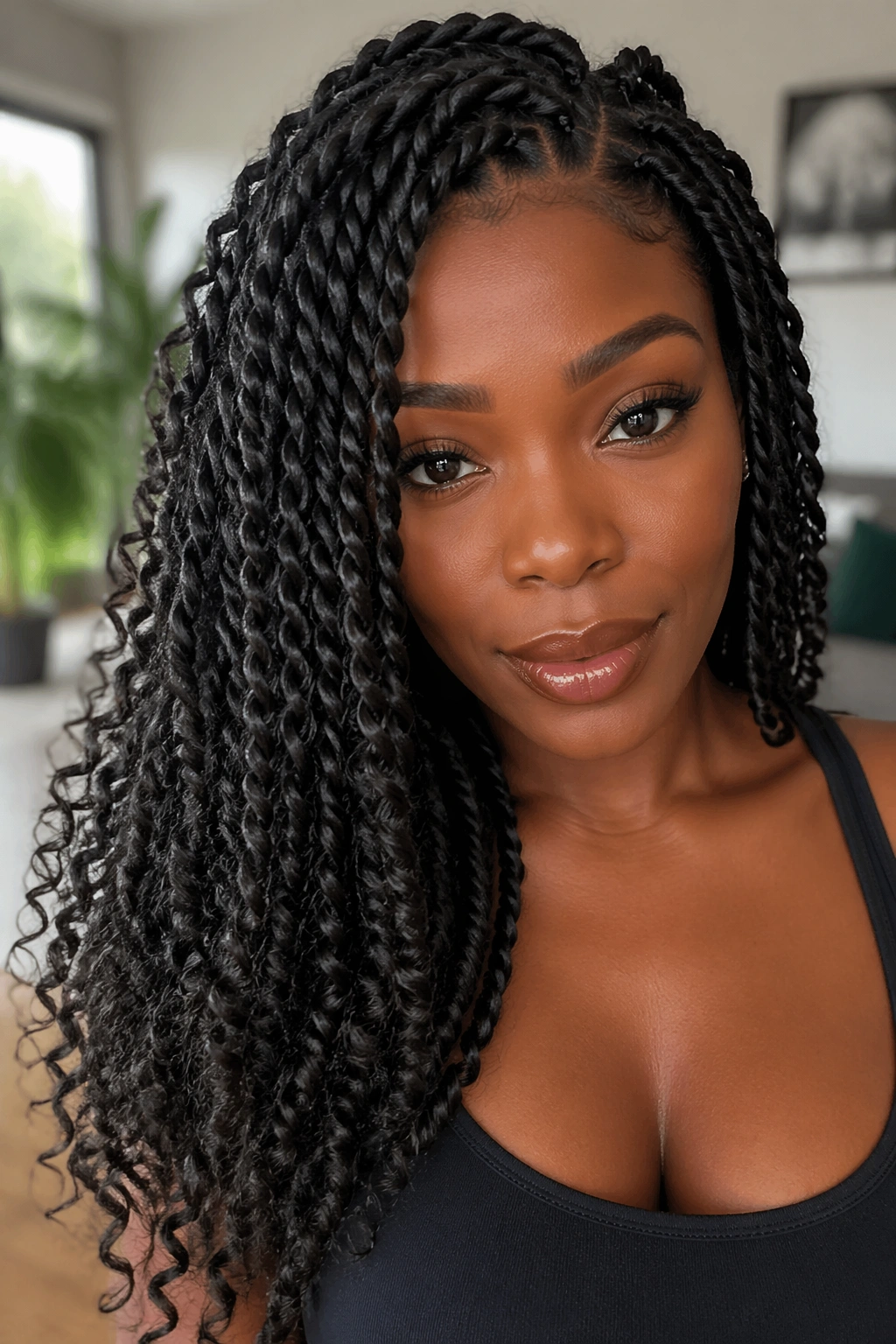 Close-up of passion twists on a real woman.