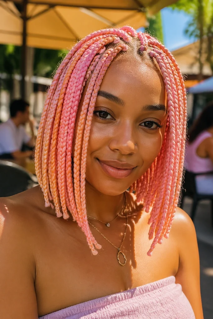 15 Orange and Pink Box Braids