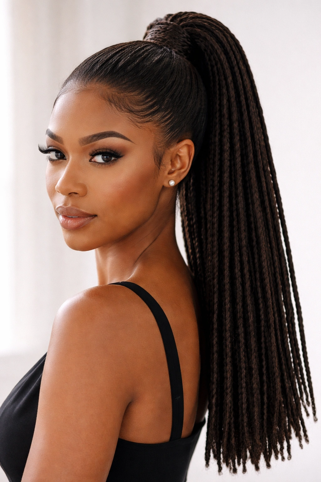 Sleek polished formal high ponytail with hidden elastic