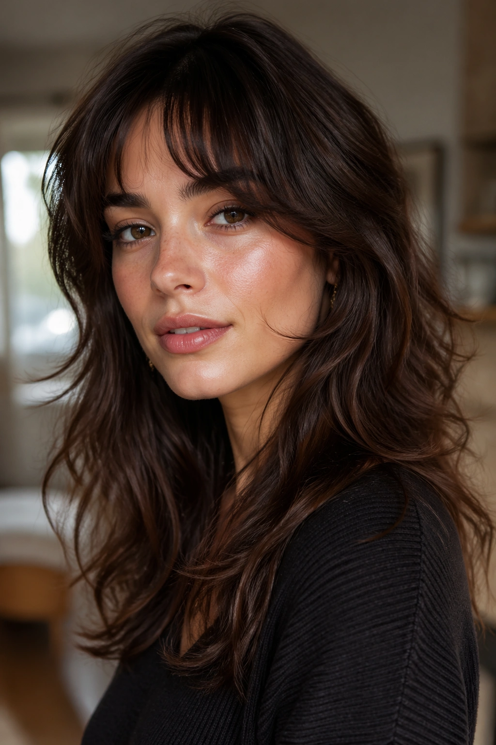 Close-up of a person with razor-cut edges creating movement in the hair