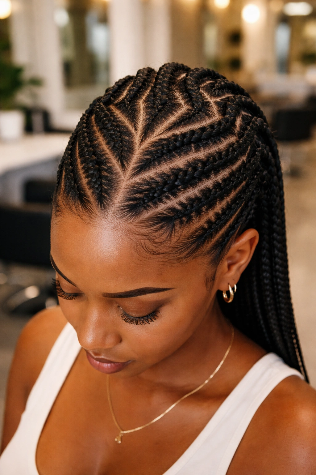 Front-to-back smaller zigzag but head with large to small zigzag lines toward crown