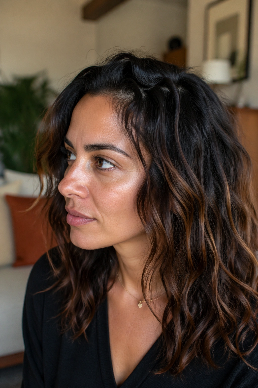 Portrait highlighting root texture and wave movement in a real person’s hair