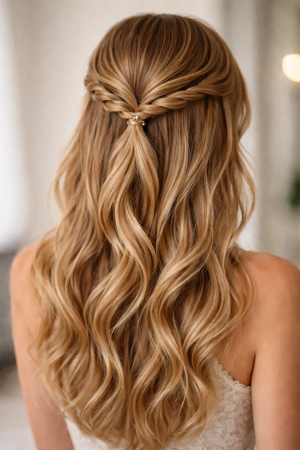 Rope braid half-up hairstyle with twisted sections