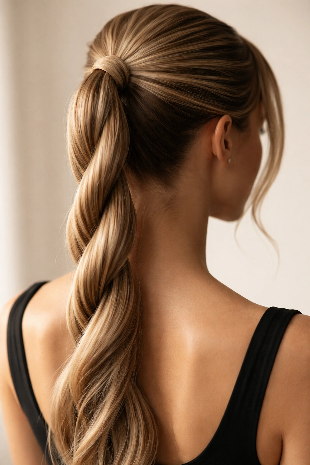 Two rope twists forming a textured ponytail.