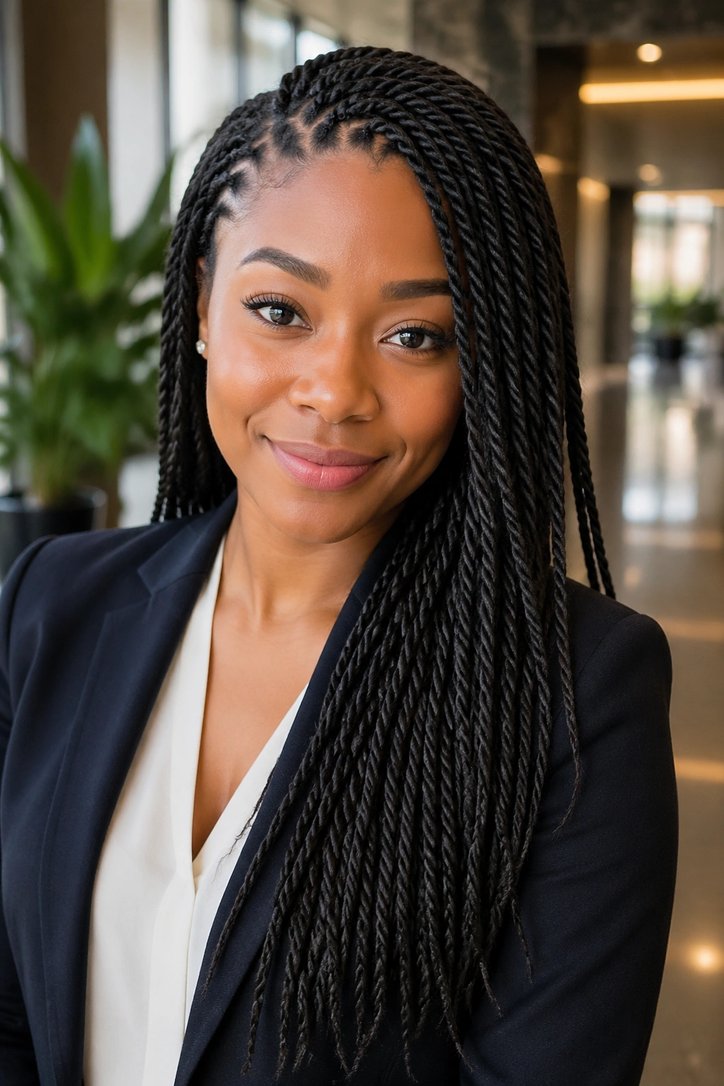 Close-up of a real woman with Senegalese Twists Crochet