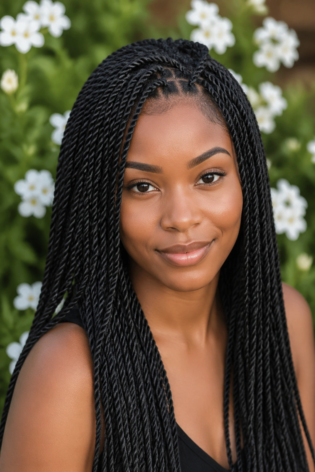 Portrait of a woman with Senegalese twists