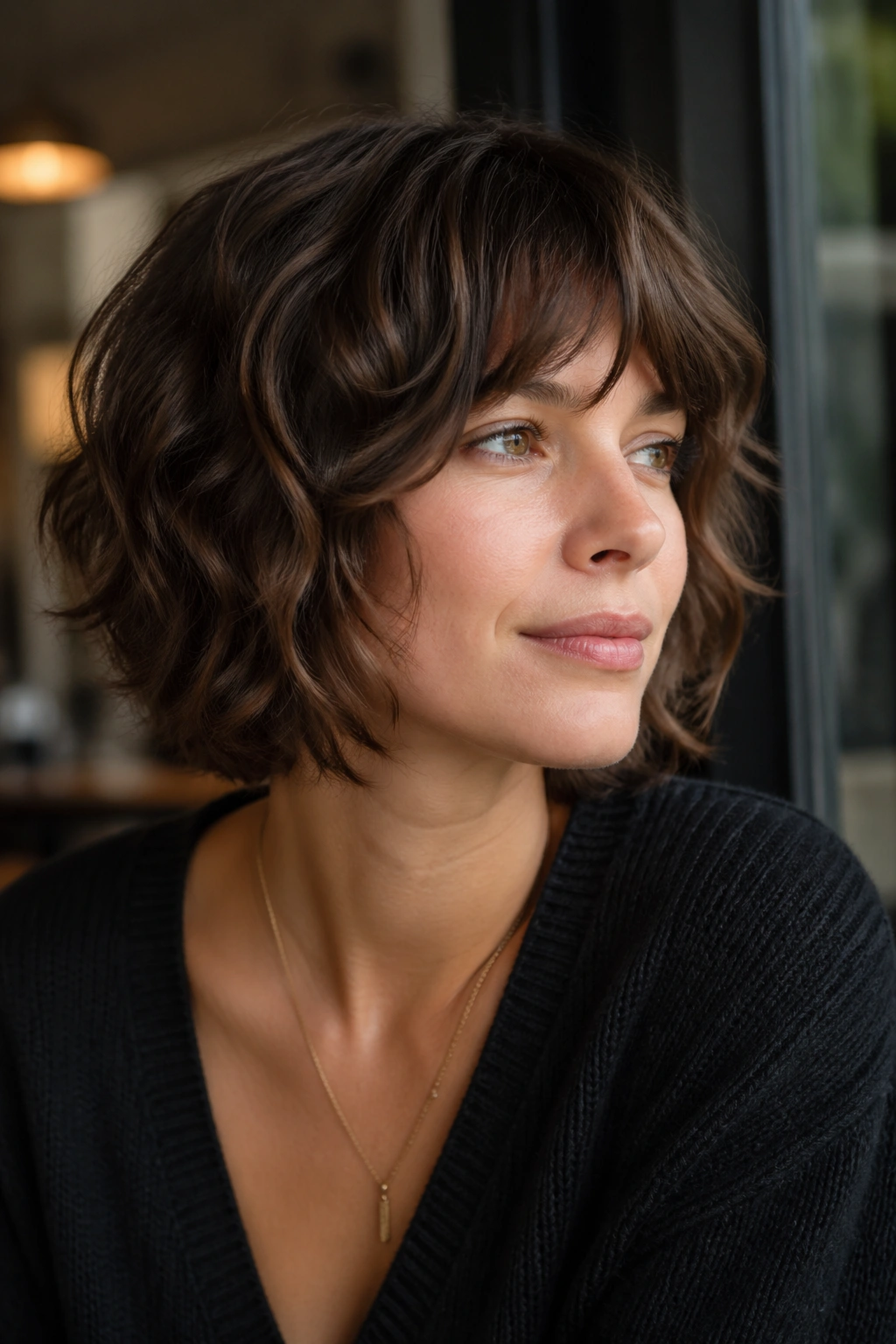 Real person with shaggy bob and textured waves