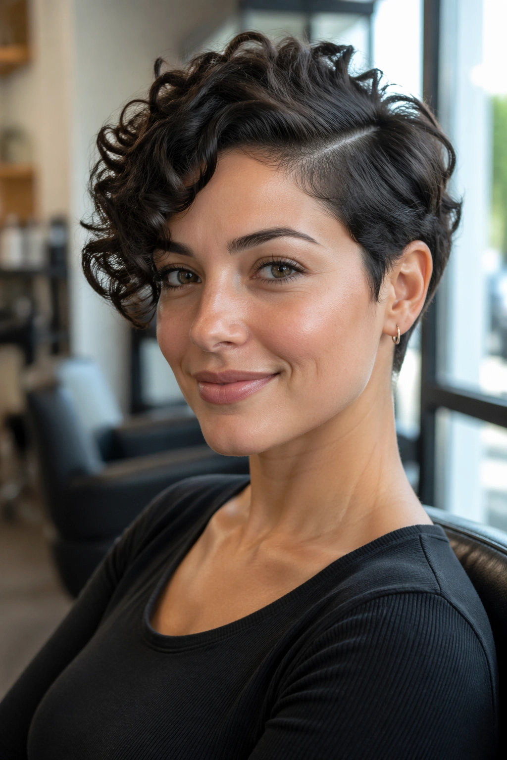 Close-up of a real person with a defined side-parted crop