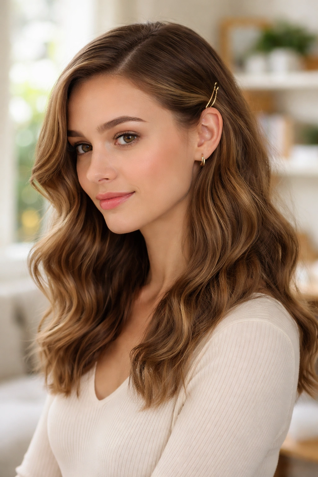 Side-part tucked behind the ear on real person