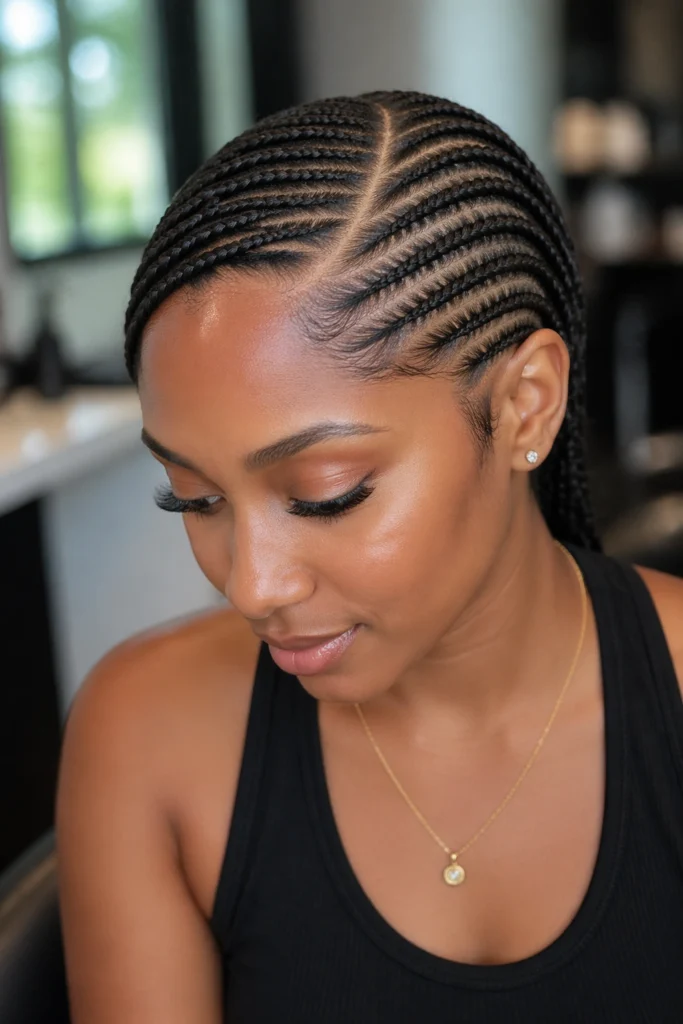 22 Small Cornrows on Natural Hair