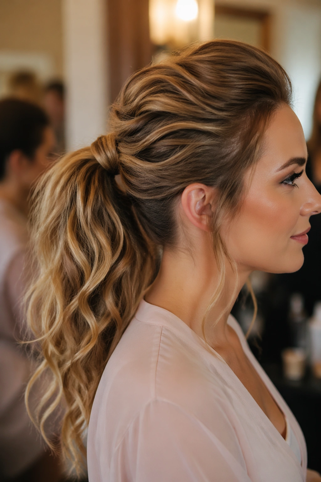 Side-profile view of fauxhawk ponytail on real person