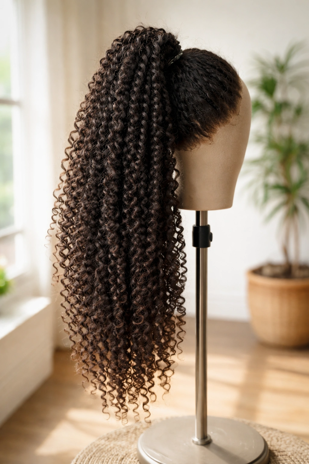 Springy afro twist ponytail extension with tight twists