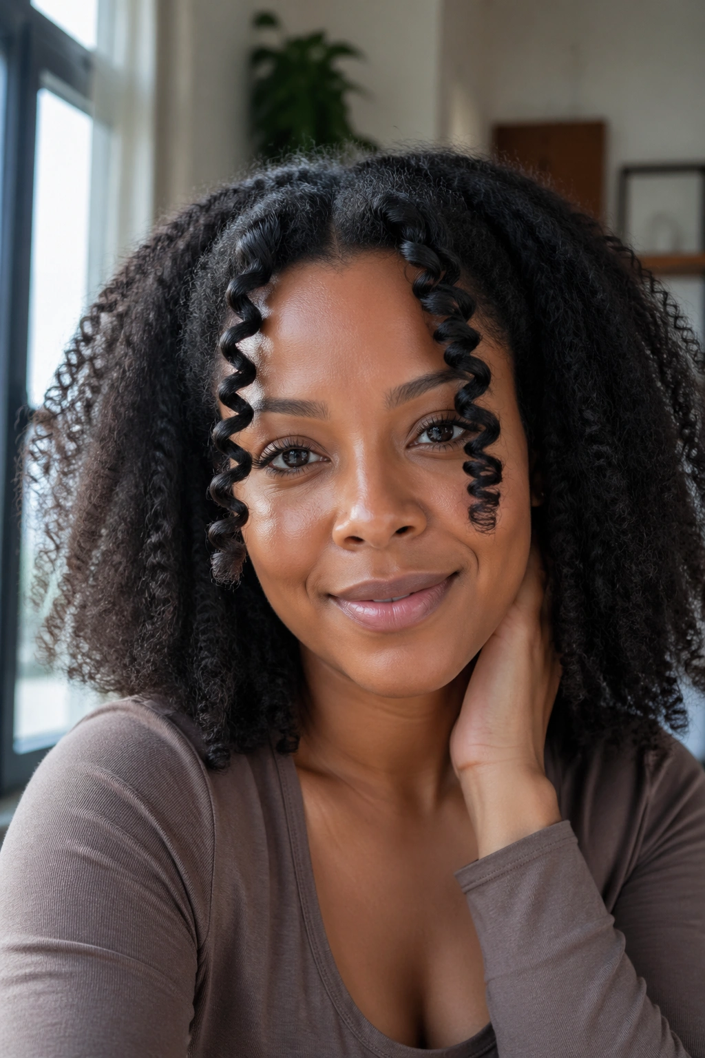 Front view of straw curls on the front sections for a quick partial set