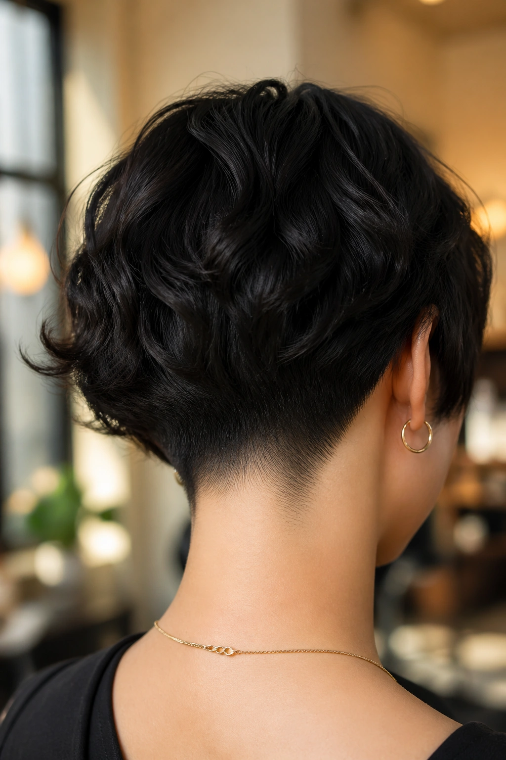Close-up back of neck with tapered nape haircut on a real person