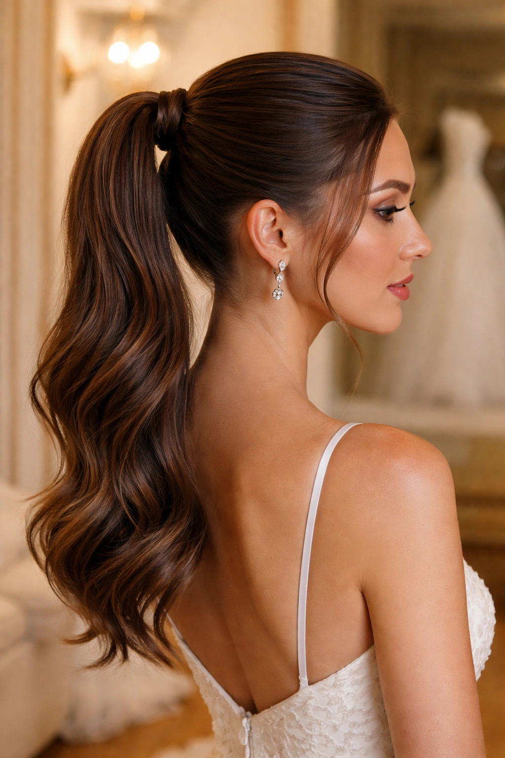 Real woman with textured-ends ponytail showing soft bend at ends