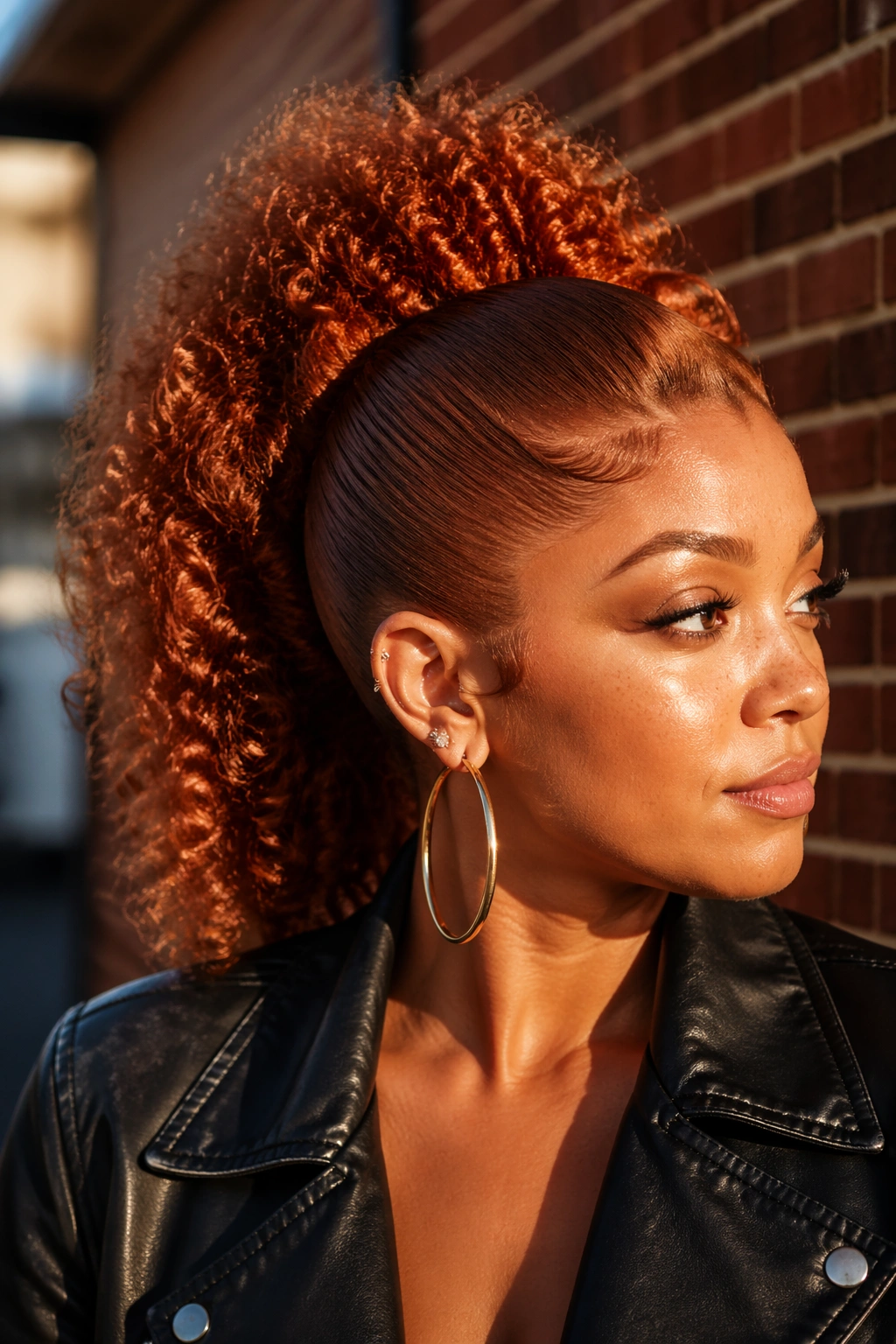 Toasted copper mohawk ponytail on real woman