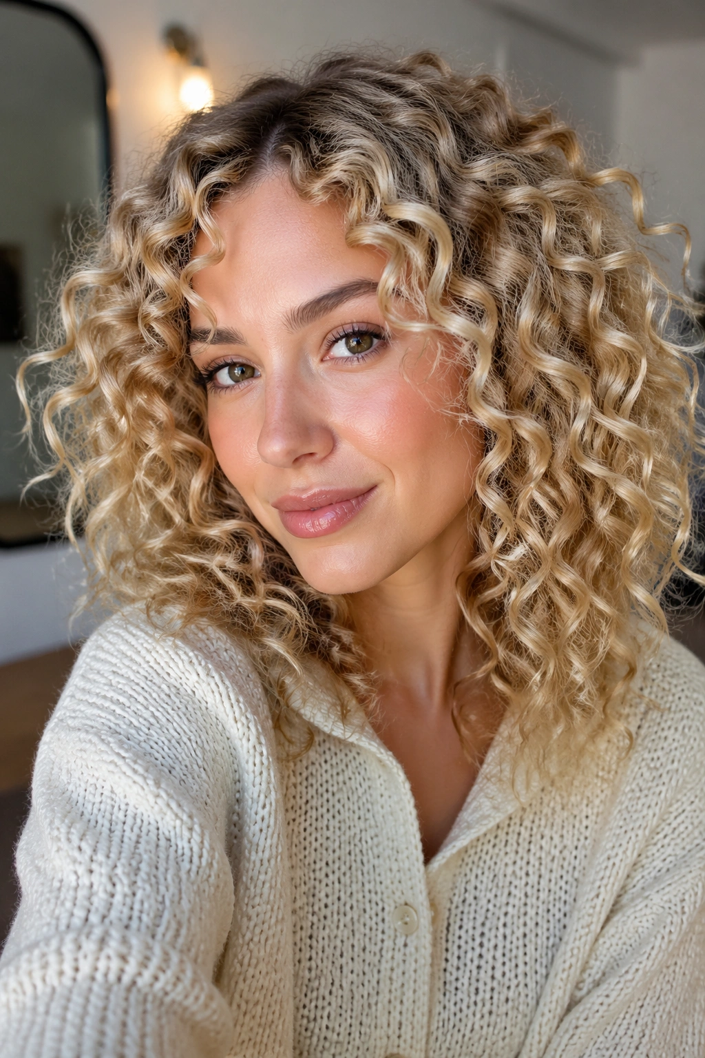 Close-up of a blonde hairstyle with balanced toning
